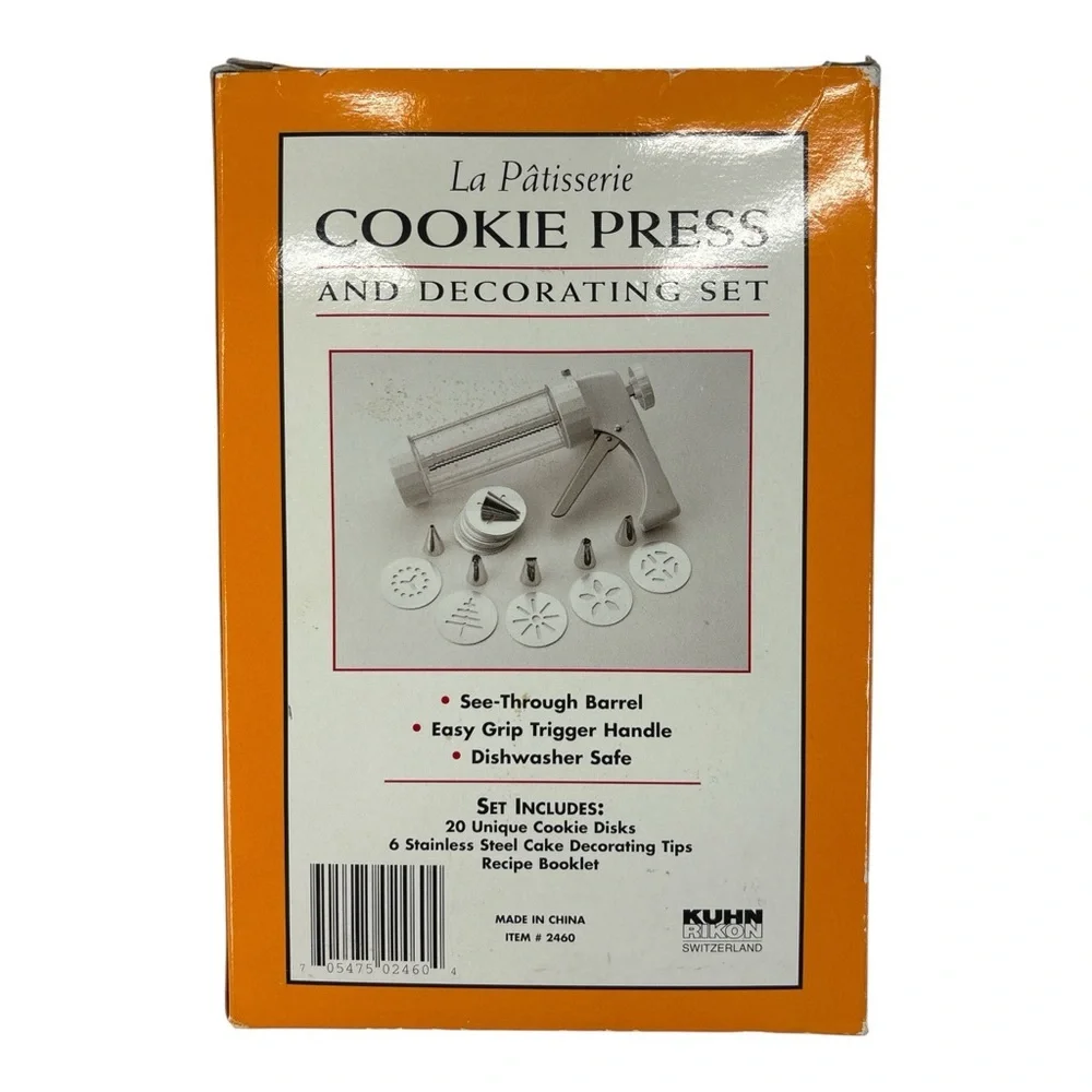 La Patisserie Cookie Press & Decorating Set w/20 Disks 6 Tips & Bonus 2nd Barrel